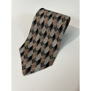 Neck Tie x’Andrini  Men’s Neckwear Silk Brown Grey Black Geometric
